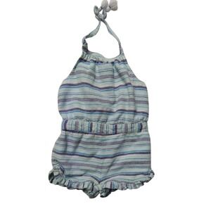 Cynthia Rowley Striped Halter Romper Ruffle Bottoms Casual Play 3T‎